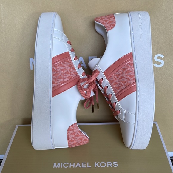 MICHAEL KORS POPPY STRIPE LACE UP NAPPA FAUX LEATHER SHERBERT WMNS - Picture 12 of 16